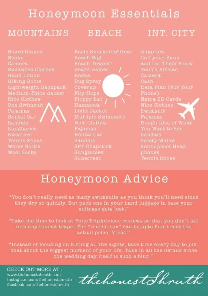 7451 honeymoon checklist beach