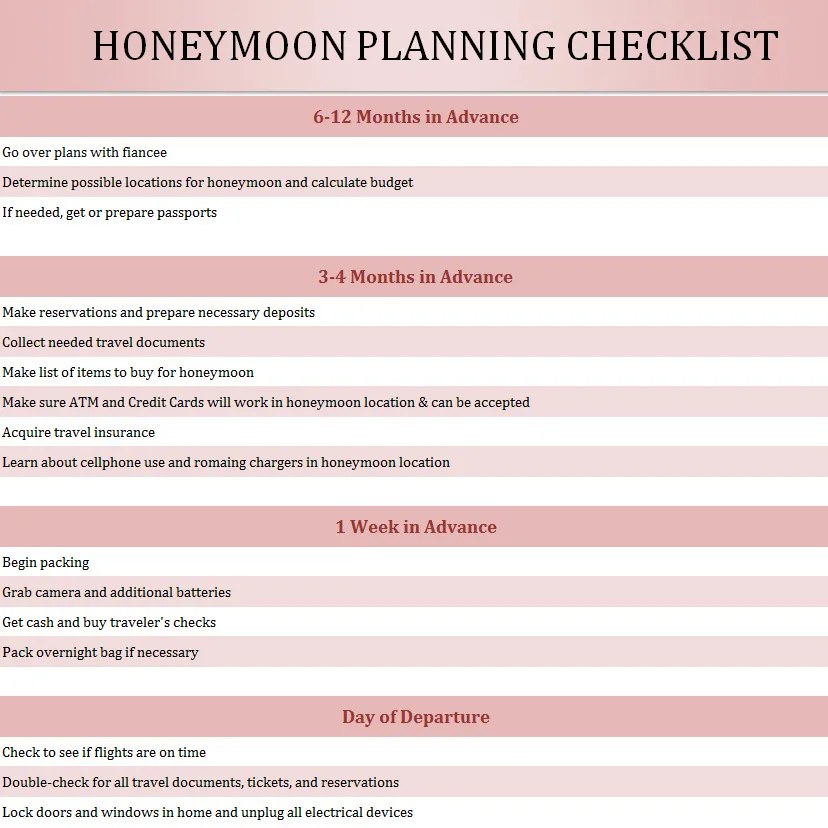 7451 honeymoon checklist couple